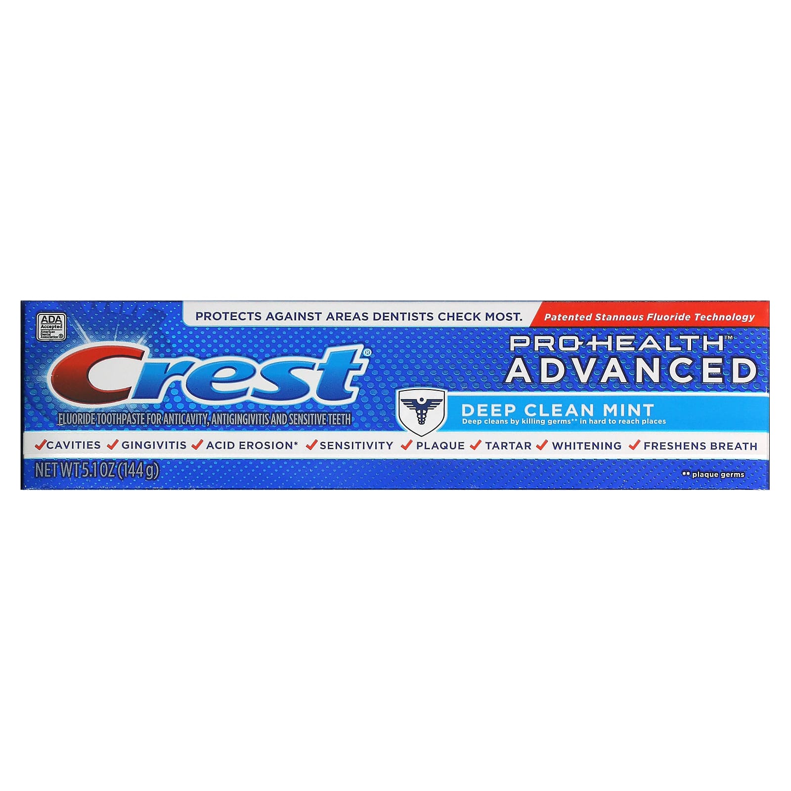 Crest, Pro-Health Advanced, зубная паста с фтором, глубокое очищение и мята, 144 г (5,1 унции)