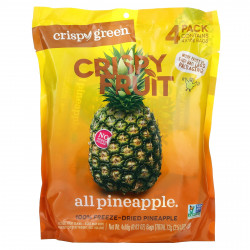 Crispy Green, Crispy Fruit, полностью ананасовый продукт, 4 пакетика по 18 г (0,63 унции)
