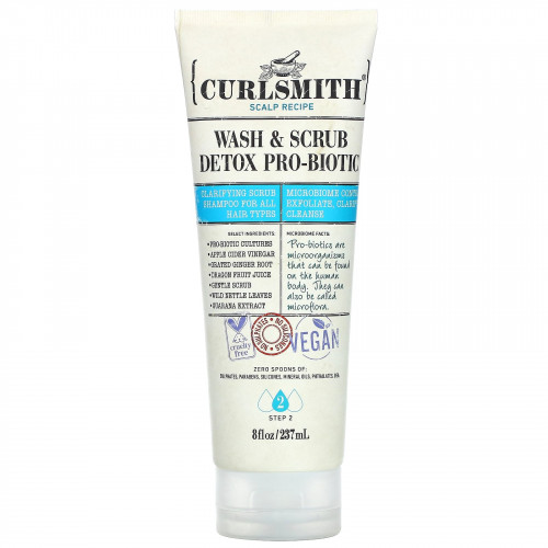 Curlsmith, Пробиотический шампунь для мытья и очищения от токсинов, для всех типов волос, шаг 2, 237 мл (8 жидк. Унций)