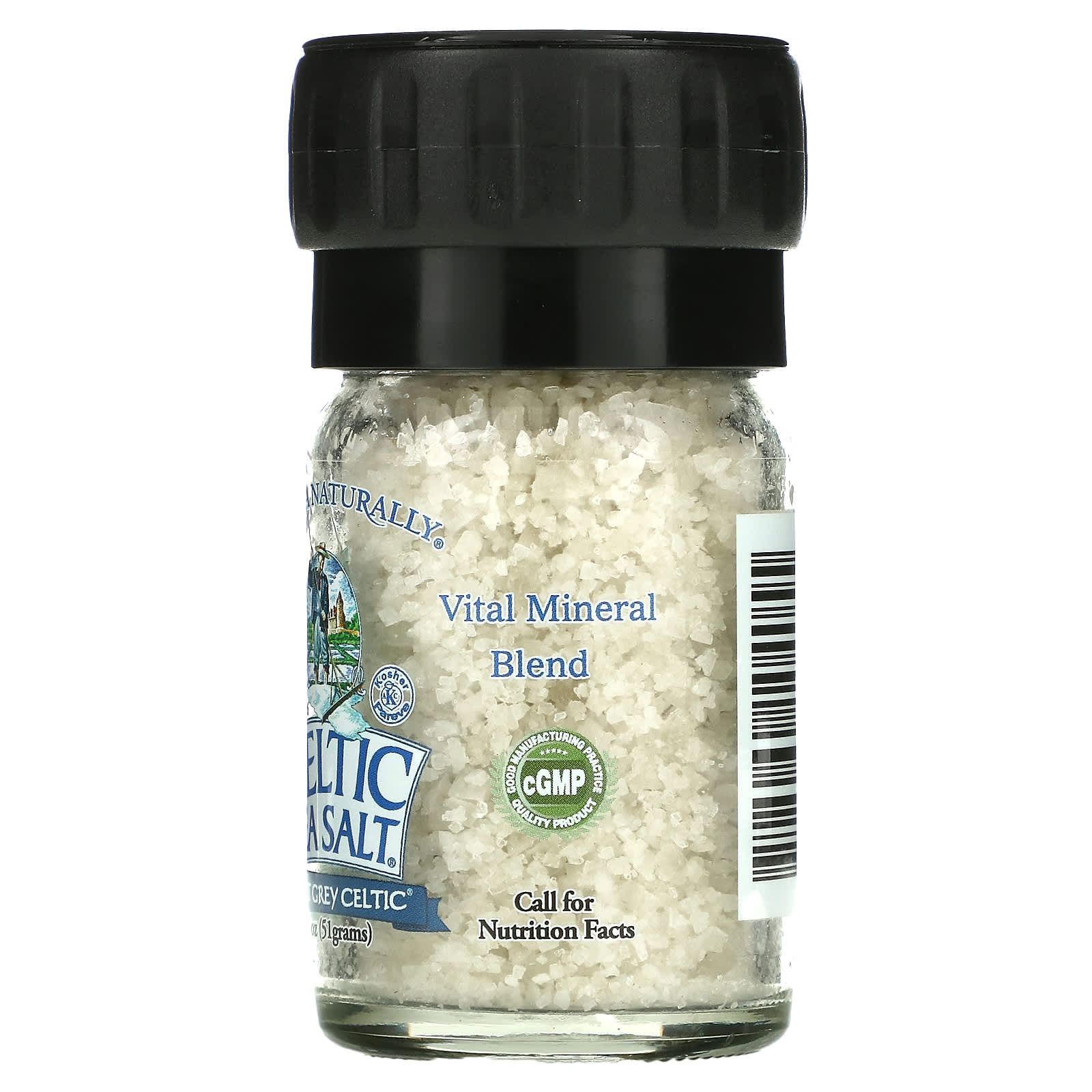 Celtic Sea Salt, Light Grey Celtic, кельтская соль, смесь жизненно важных минералов, мини-мельница для соли, 51 г (1,8 унции)