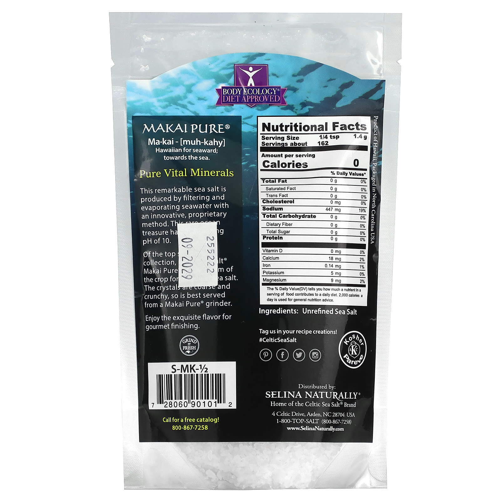 Celtic Sea Salt, Makai Pure, нерафинированная морская соль, 227 г (1/2 фунта)