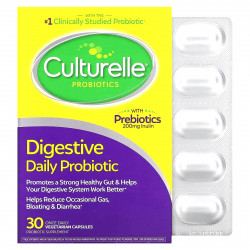 Culturelle, пробиотики, ежедневный пробиотик для пищеварения, 10 миллиардов КОЕ, 30 вегетарианских капсул для приема один раз в день