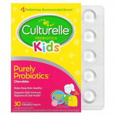 Culturelle, Purely Probiotics,чистые пробиотики, для детей старше 3 лет, интенсивный ягодный вкус, 30 жевательных таблеток