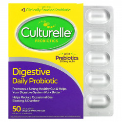 Culturelle, пробиотики, ежедневный пищеварительный пробиотик, 10 миллиардов КОЕ, 50 вегетарианских капсул для приема один раз в день