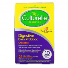 Culturelle, Ежедневный пробиотик для пищеварения, свежий апельсин, 10 млрд КОЕ, 24 таблетки для приема внутрь
