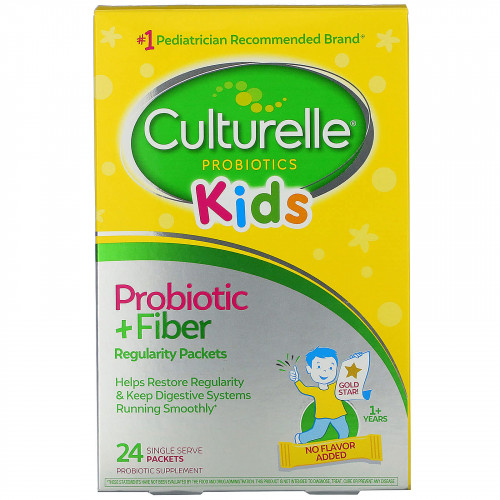 Culturelle, Kids, пробиотик + клетчатка, для нормальной работы кишечника, для детей от 1 года, 24 порционных пакетика