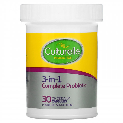 Culturelle, Пробиотики, полный пробиотик 3 в 1 с омега-3, 30 капсул для приема один раз в день