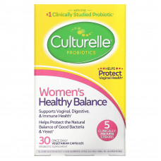 Culturelle, пробиотики, здоровый баланс для женщин, 30 вегетарианских капсул для ежедневного одноразового приема