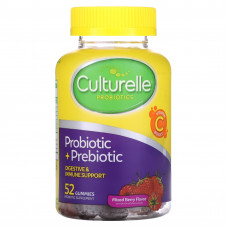 Culturelle, Жевательные мармеладки с пробиотиками и пребиотиками, ягодное ассорти, 52 жевательные таблетки