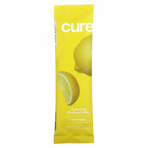Cure Hydration, увлажняющая смесь электролитов, со вкусом лимонада, 14 пакетиков по 7,3 г (0,26 унции) каждый