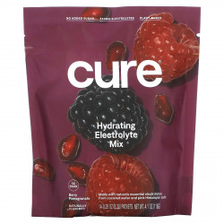 Cure Hydration, увлажняющая смесь электролитов, со вкусом ягод и граната, 14 пакетиков по 8,3 г (0,29 унции) каждый