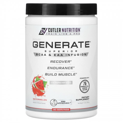 Cutler Nutrition, Generate, превосходный настой BCAA и EAA, арбуз, 321 г (11,3 унции)