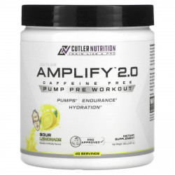 Cutler Nutrition, Amplify 2.0, накачка перед тренировкой, без кофеина, кислый лимонад, 280 г (9,87 унции)