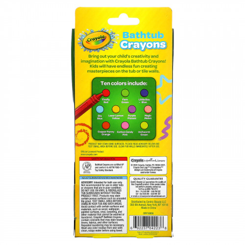 Crayola, Crayola, карандаши для ванной, для детей в возрасте от 3-х лет, 9 карандашей, + 1 бонусный карандаш