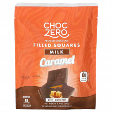 ChocZero, Filled Squares, молочная карамель, 15 батончиков в индивидуальной упаковке