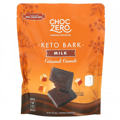 ChocZero, Keto Bark, молочная карамель, 15 мини-упаковок, 170 г (6 унций)