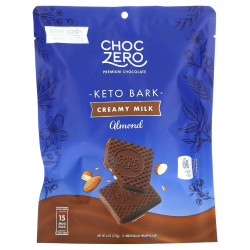 ChocZero, Молочный шоколад с миндалем без добавления сахара, 6 батончиков по 28 г (1 унции)