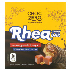 ChocZero, Rhea Candy Bar, карамель, арахис и нуга, 10 батончиков в индивидуальной упаковке, 53 г (1,86 унции)