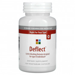 D'Adamo Personalized Nutrition, Deflect, формула, блокирующая лектины типа O, 120 вегетарианских капсул