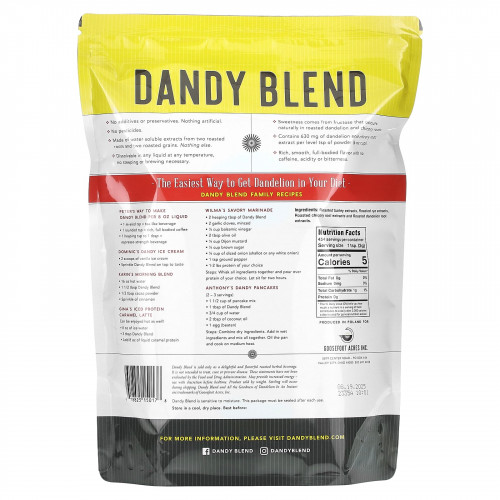 Dandy Blend, растворимый травяной напиток с одуванчиком, без кофеина, 908 г (2 фунта)
