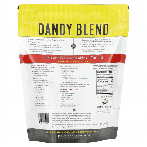 Dandy Blend, Растворимый травяной напиток с одуванчиком, без кофеина, 400 г (14,1 унции)