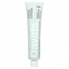 Davids Natural Toothpaste, Зубная паста премиум-класса, отбеливающая + защита от зубного налета, натуральная перечная мята, 149 г (5,25 унции)