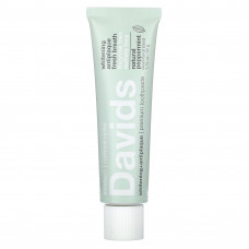 Davids Natural Toothpaste, Зубная паста премиум-класса, отбеливающая + защита от зубного налета, натуральная перечная мята, 50 г (1,75 унции)