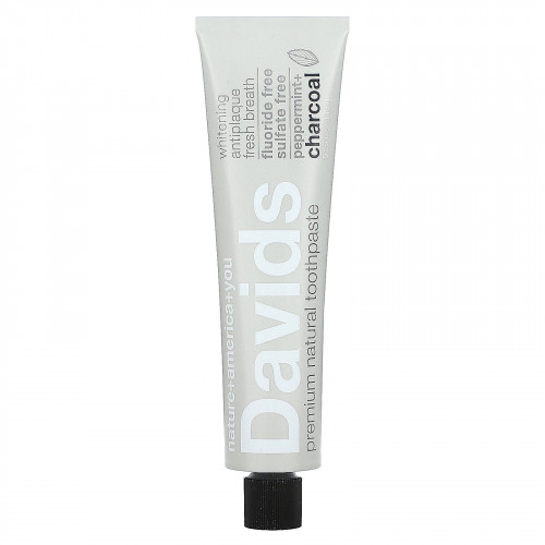 Davids Natural Toothpaste, Натуральная зубная паста премиального качества, перечная мята и древесный уголь, 149 г (5,25 унции)