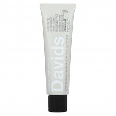 Davids Natural Toothpaste, Премиальная зубная паста, отбеливающая + защита от зубного налета, натуральная мята + древесный уголь, 50 г (1,75 унции)