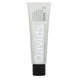Davids Natural Toothpaste, Премиальная зубная паста, отбеливающая + защита от зубного налета, натуральная мята + древесный уголь, 50 г (1,75 унции)