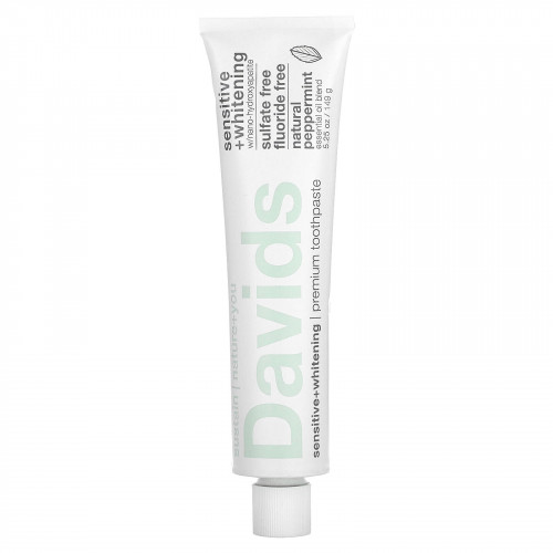 Davids Natural Toothpaste, Premium Toothpaste, Sensitive + Whitening, натуральная перечная мята, 149 г (5,25 унции)