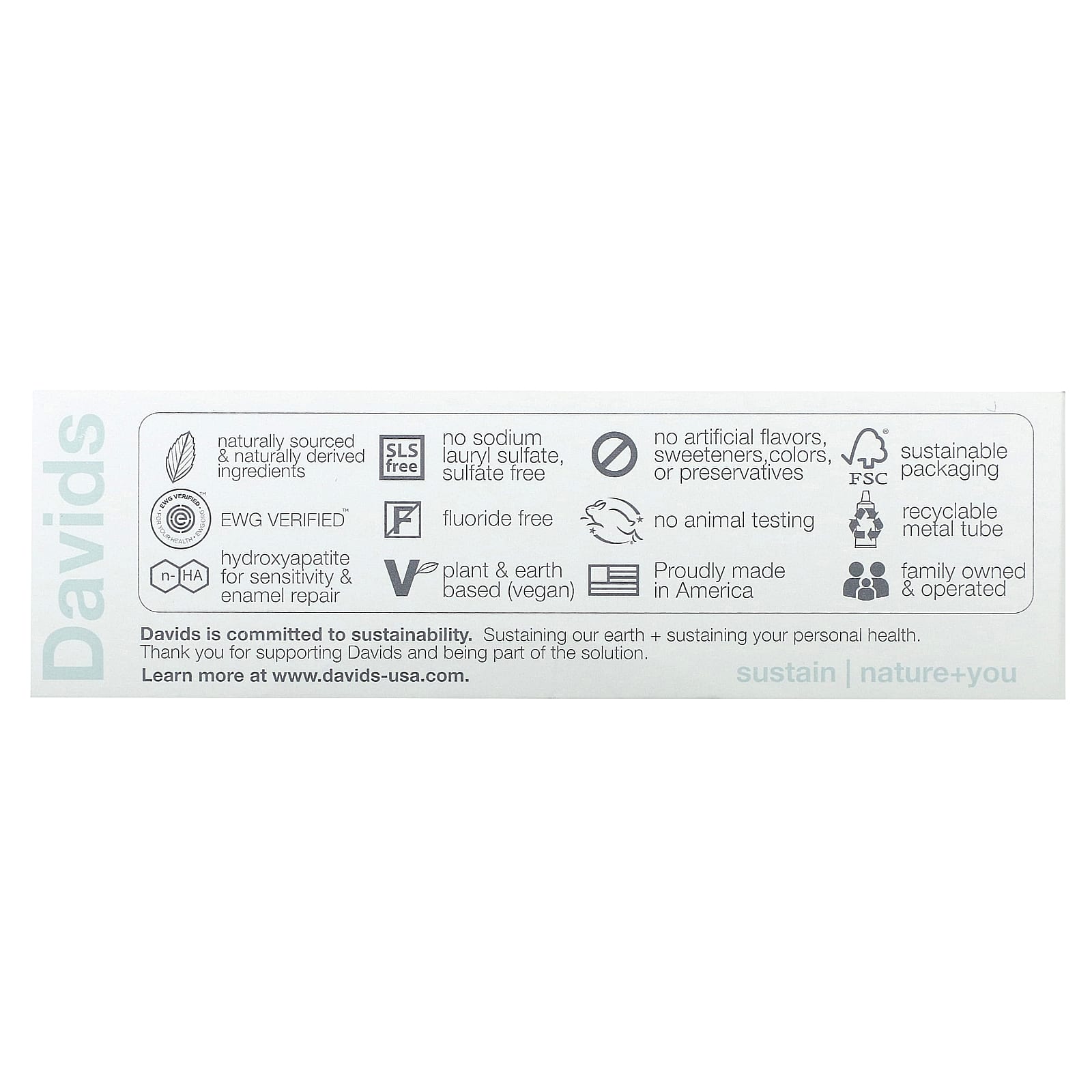 Davids Natural Toothpaste, Premium Toothpaste, Sensitive + Whitening, натуральная перечная мята, 50 г (1,75 унции)