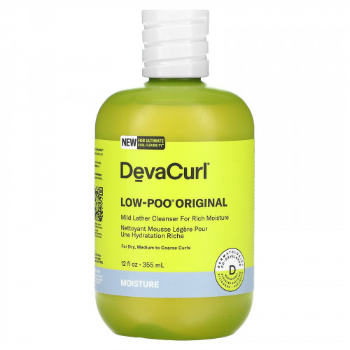 DevaCurl, Original, с низким содержанием пули, очищающее средство с мягкой пеной для насыщенного увлажнения, для сухих, средних и жестких локонов, 355 мл (12 жидк. Унций)