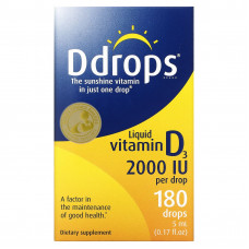 Ddrops, Жидкий витамин D3, 2000 МЕ, 5 мл (0,17 жидкой унции)