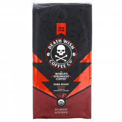 Death Wish Coffee, Самый крепкий в мире кофе, молотый, темной обжарки, 454 г (16 унций)