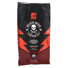 Death Wish Coffee, Самый крепкий в мире кофе, цельные зерна, темная обжарка, 454 г (16 унций)
