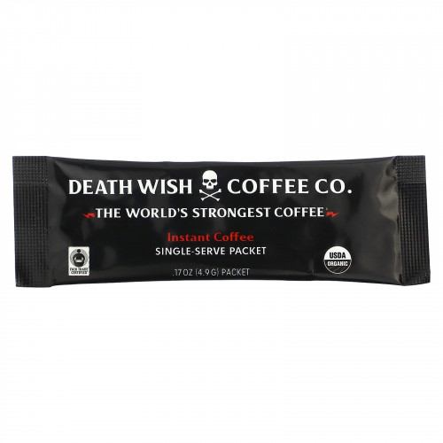 Death Wish Coffee, The World's Strongest Coffee, растворимый кофе, 8 порционных пакетиков по 4,9 г (0,17 унции)