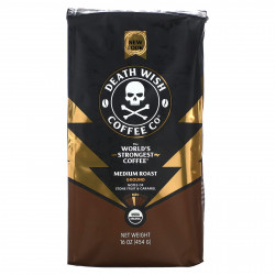 Death Wish Coffee, Самый крепкий в мире кофе, молотый, средней обжарки, 454 г (16 унций)