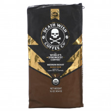 Death Wish Coffee, The World's Strongest Coffee, цельные зерна, средней обжарки, 454 г (16 унций)