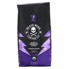 Death Wish Coffee, The World's Strongest Coffee, цельные зерна, обжарка эспрессо, темный, 396 г (14 унций)