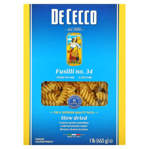 De Cecco, Фузилли No 34, 1 фунт (453 г)