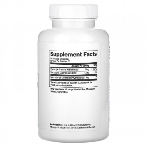 Dr. Emil Nutrition, Спермидин, 2,5 мг, 60 капсул