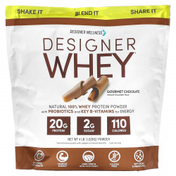 Designer Wellness, Designer Whey, натуральный порошок из 100% сывороточного протеина, изысканный шоколад, 1,82 кг (4 фунта)