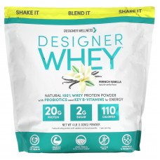 Designer Wellness, Designer Whey, натуральный порошок из 100% сывороточного протеина, французская ваниль, 1,82 кг (4 фунта)
