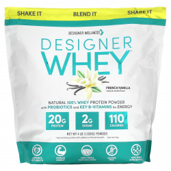 Designer Wellness, Designer Whey, натуральный порошок из 100% сывороточного протеина, французская ваниль, 1,82 кг (4 фунта)