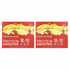 Designer Wellness, протеиновый смузи, клубника и банан, 12 пакетиков по 120 г (4,2 унции)