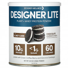 Designer Wellness, Lite Protein, низкокалорийный натуральный протеин, шоколадное печенье со сливками, 9,03 унц. (256 г)