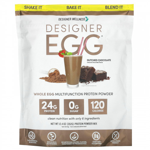 Designer Wellness, Totally Egg, натуральный яичный белок с желтком, голландский шоколад, 12,4 унции (352 г)