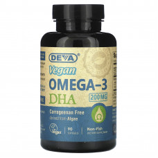 Deva, веганская омега-3 ДГК, 90 веганских мягких таблеток
