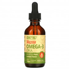 Deva, веганские кислоты Omega-3 ДГК, с лимонным вкусом, 60 мл (2 жидк. унции)
